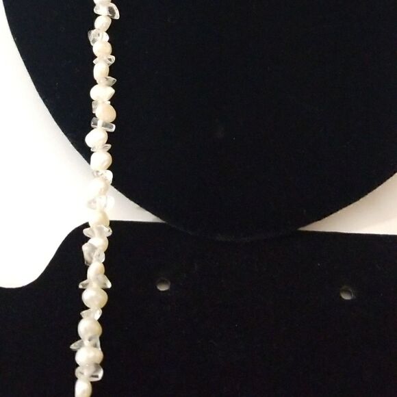 Vintage genuine Baroque pearl and clear quartz necklace - Picture 8 of 10